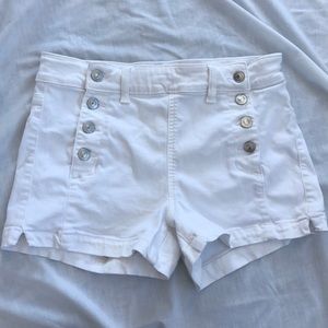 American Eagle Button Up White Shorts